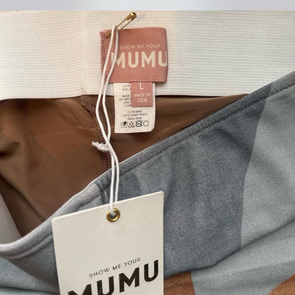 Show Me Your MuMu Maren Blue and Brown Flare Pants - Picture 3 of 5